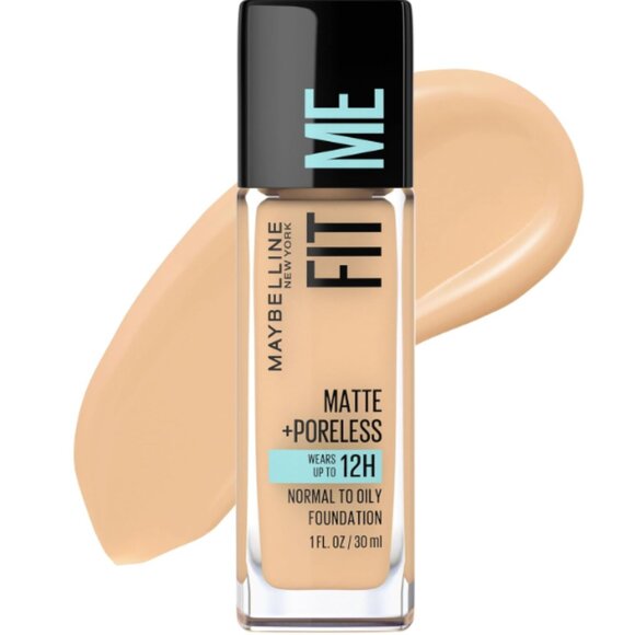 Maybelline Fit Me Matte + Poreless Liquid Oil-Free Foundation Makeup, Warm Nude, - Picture 1 of 6